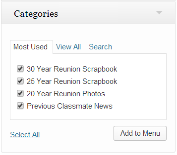 Assign Categories to Menu