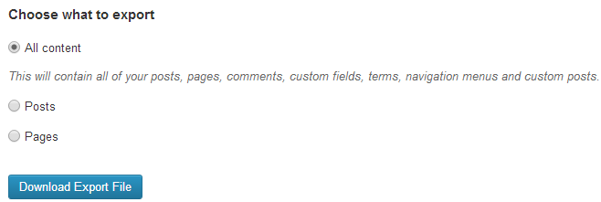 Export Option in WordPress