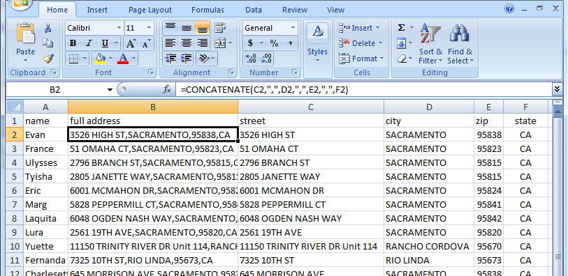 concatenate formula