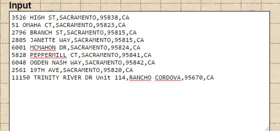 input address data