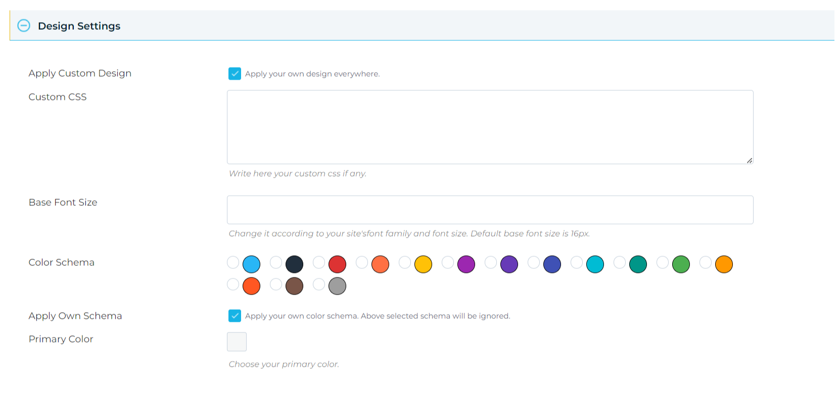 Design Settings