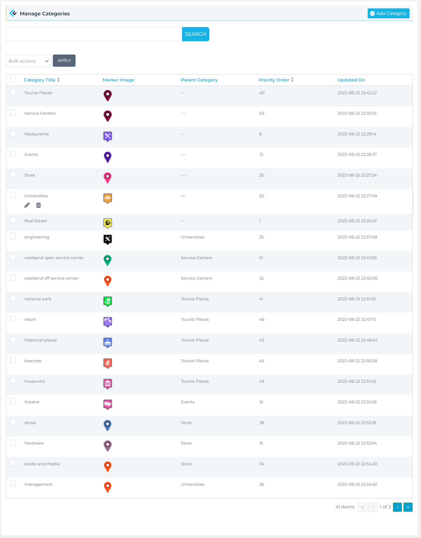 Manage Categories