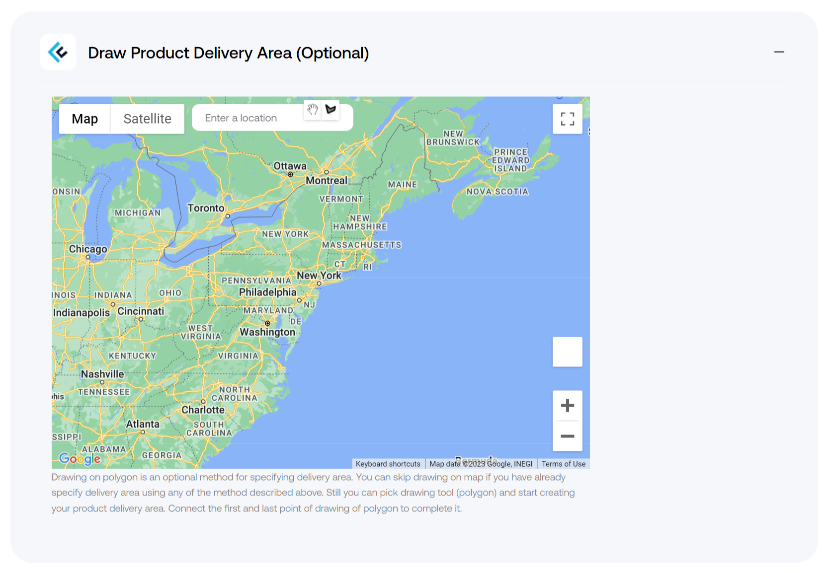 Draw Product Delivery Area on google maps