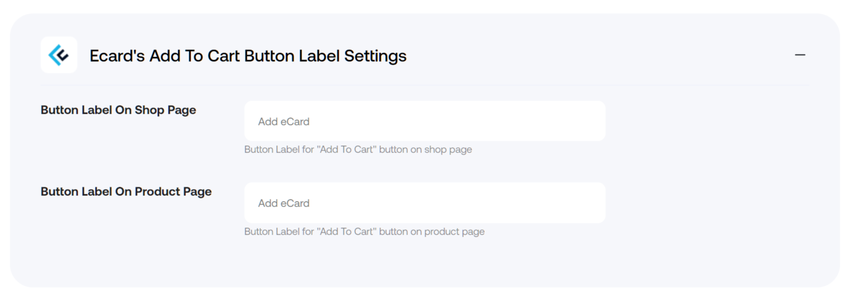 Ecards Add To Cart Button Label Settings