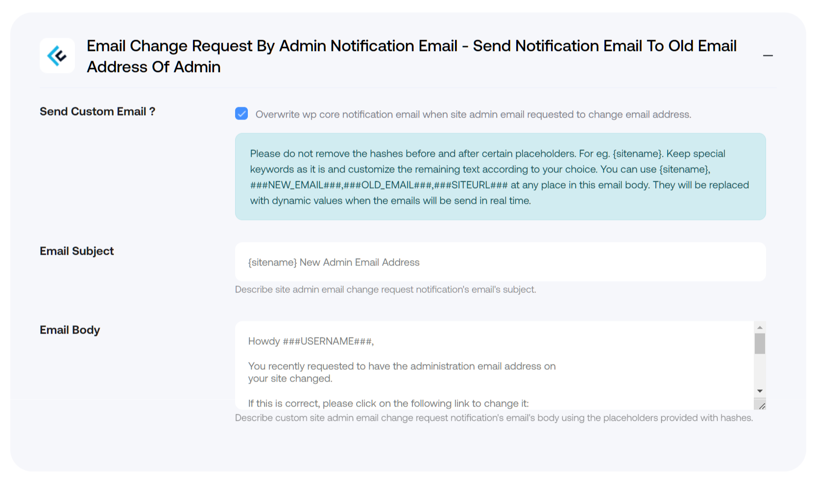 Email Change Request By Admin Notification Email