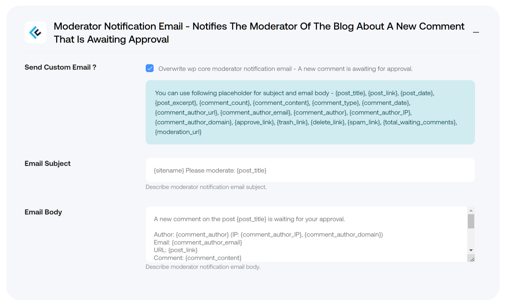 Moderator Notification Email