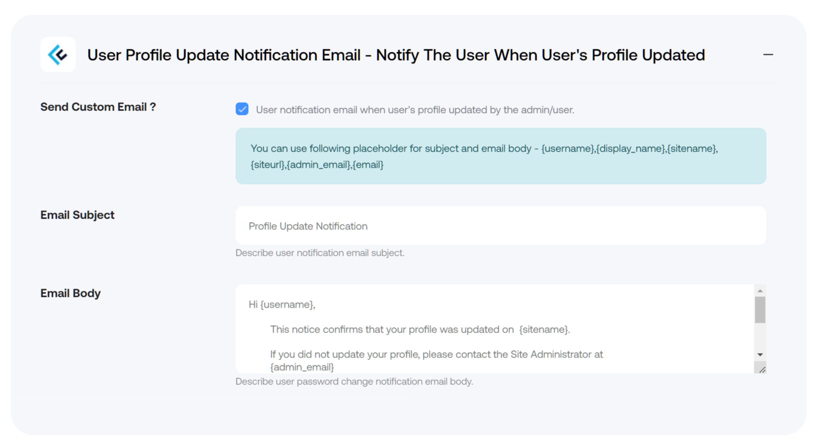 User Profile Update Notification Email - Notify The User When User's Profile Updated