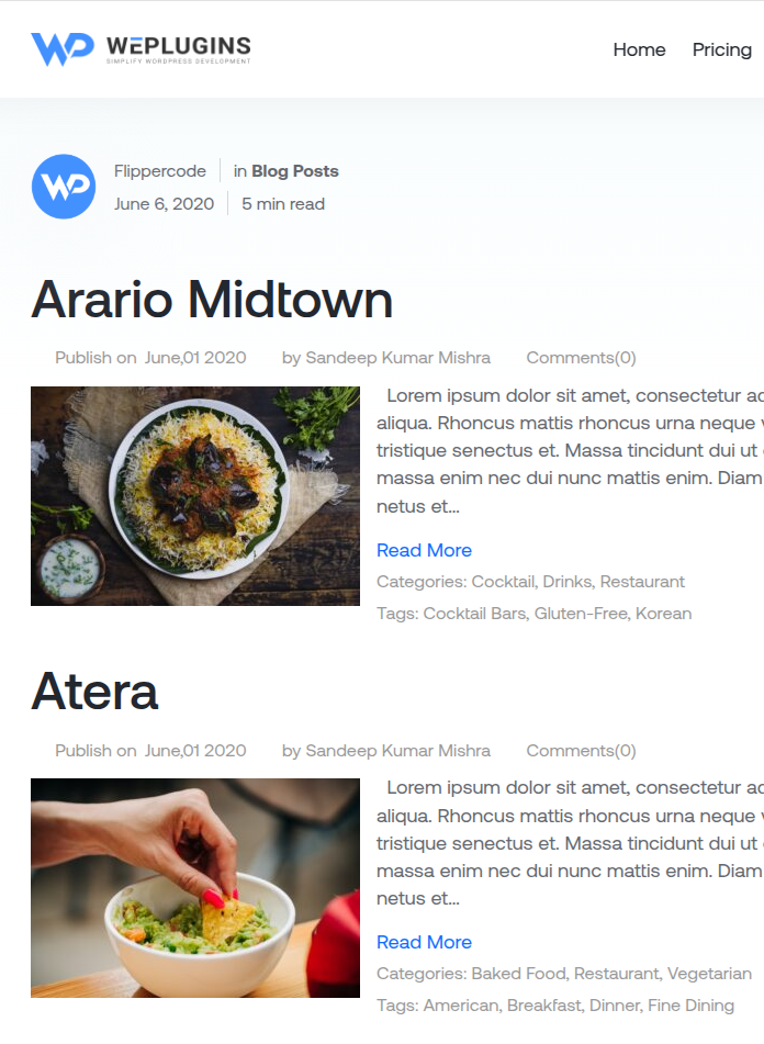 quick blog post listing