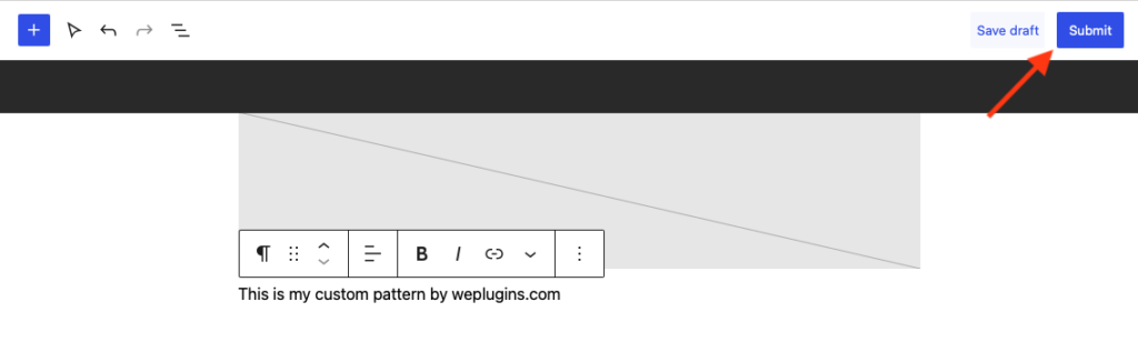 Submit custom pattern in WordPress