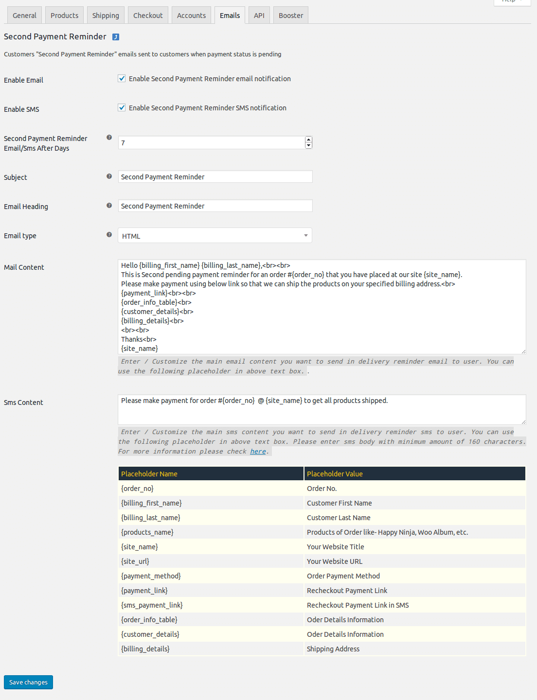 Second Pending Payment Reminder Mangeable settings