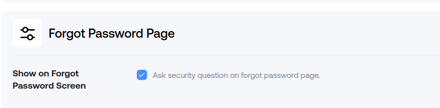 Security Question on Forgot Password Page