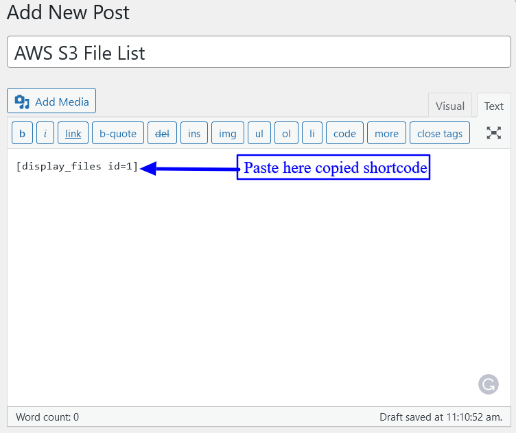 Paste Copied Shortcodes