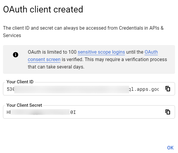 OAuth Client Created