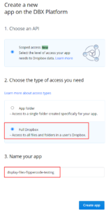 Create a New App on the DBX Platform