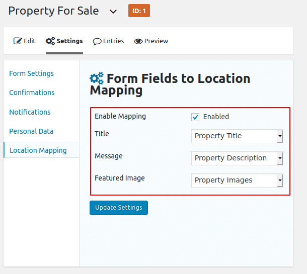 Gravity Form Field Mapping