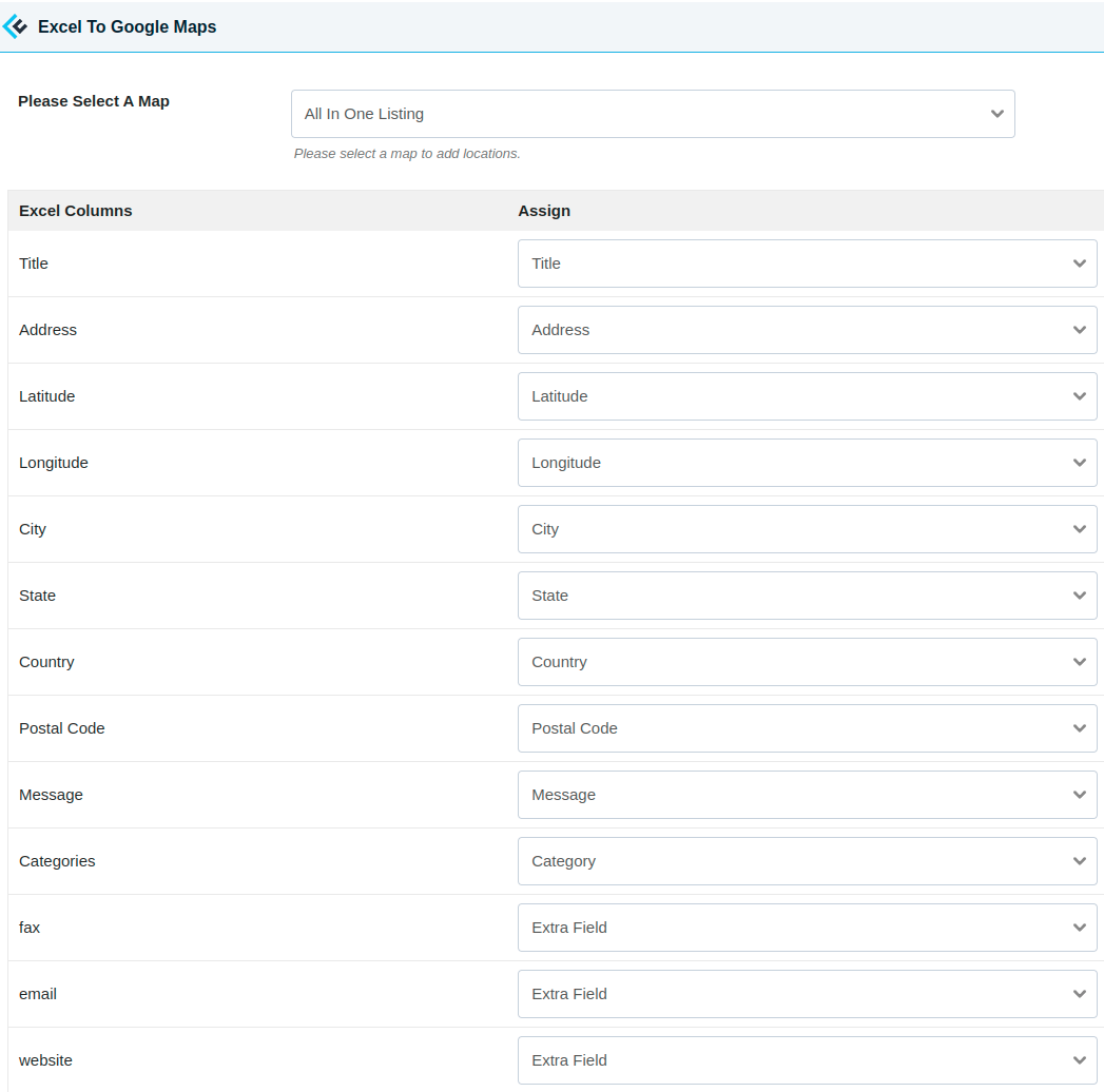 Customizable Column Mapping