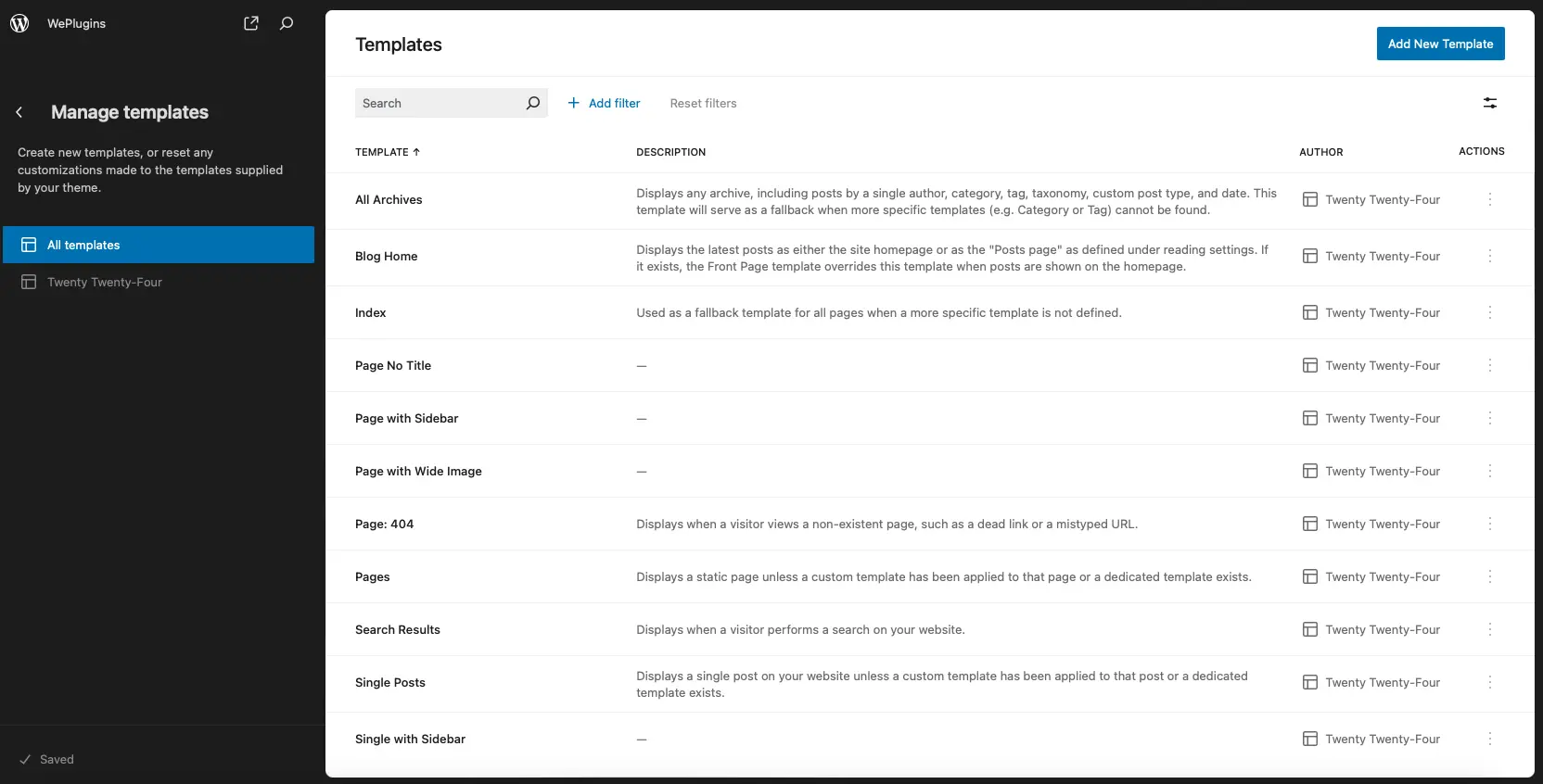 Templates Editing in Site Editor WordPress