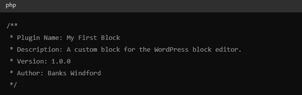 Define Plugin Header in Block Development in WordPress