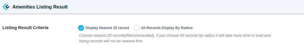 Amenities Listing Result Criteria