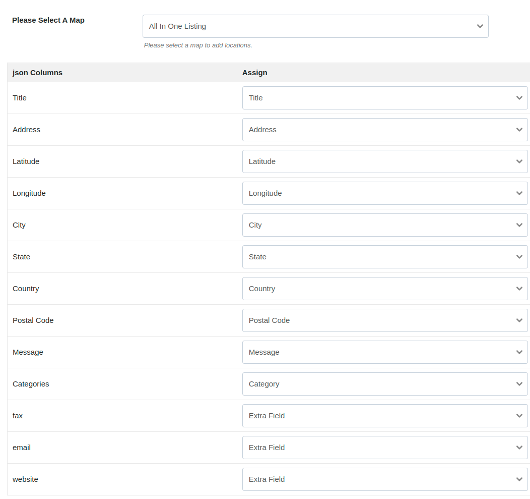 json to google map mapping