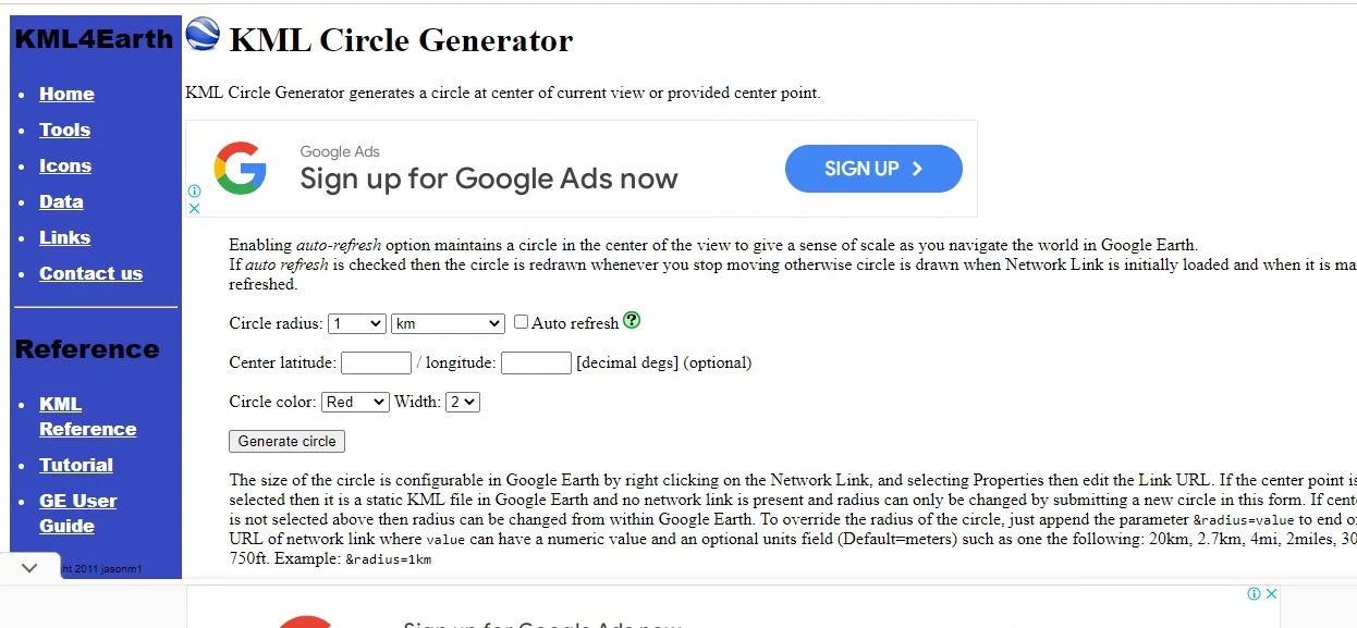 KML Circle Generator