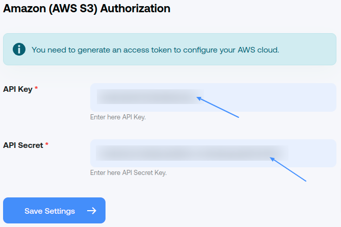 AWS API Settings