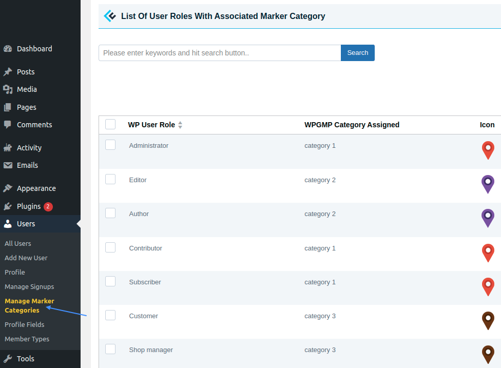 Manage Marker Categories