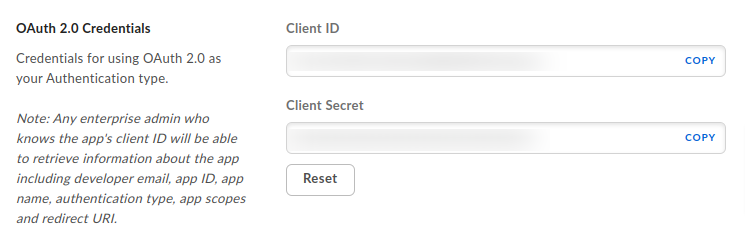 Client ID and Secret ID