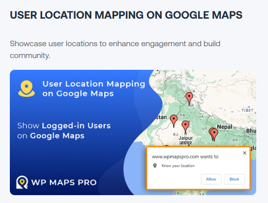 users location mapping on google maps