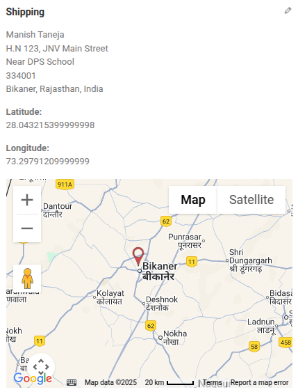 Map On Order Edit Screen Map On Order Edit Screen