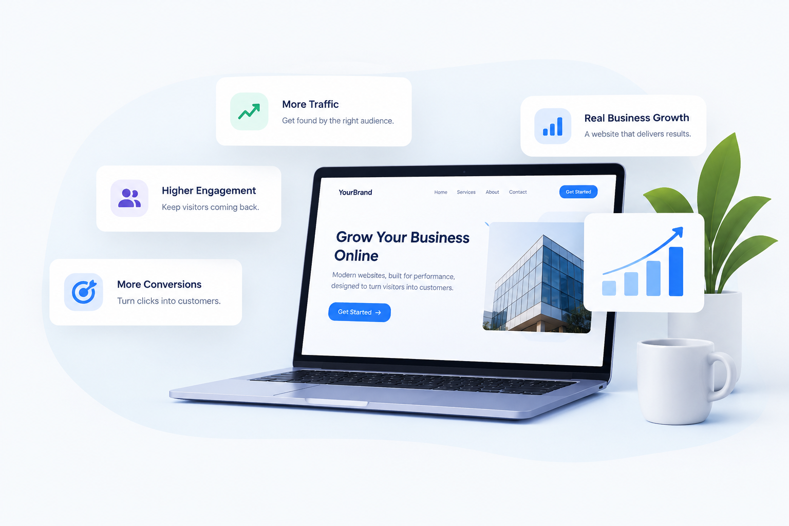 Website built as a business asset Website designed to drive traffic, engagement, conversions and business growth